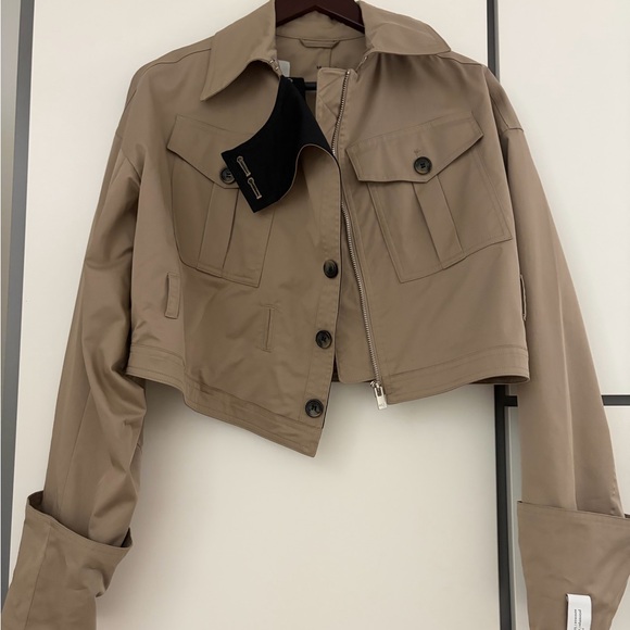 H&M Jackets & Blazers - H&M Cropped Utility Jacket in Taupe